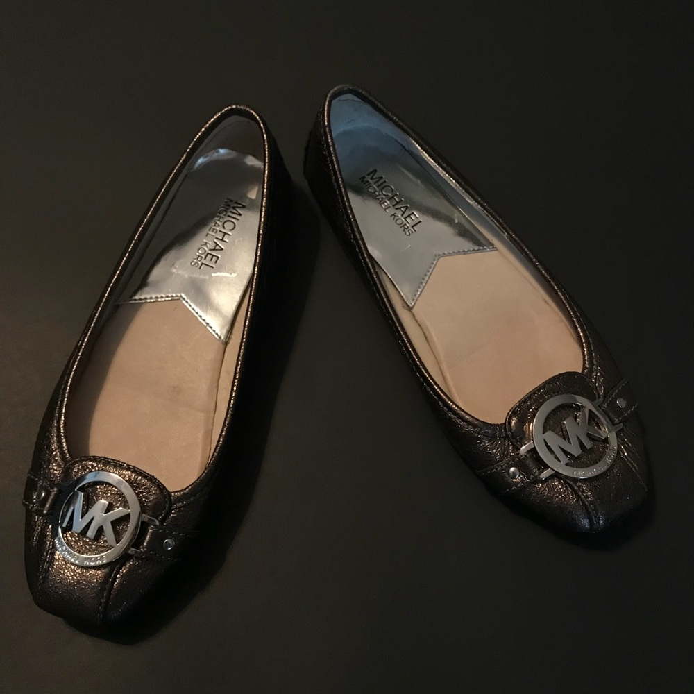 Michael Kors dark silver ballet flats